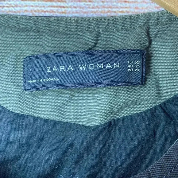 Zara Woman Denim Utility Jacket Green Black XS - Picture 5 of 6